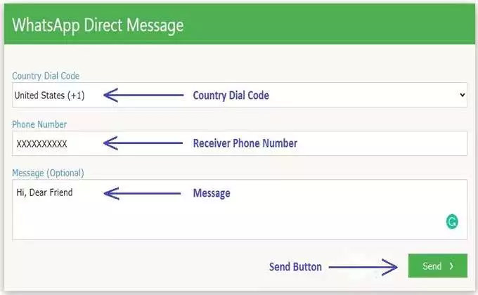 WhatsApp Direct Message web app