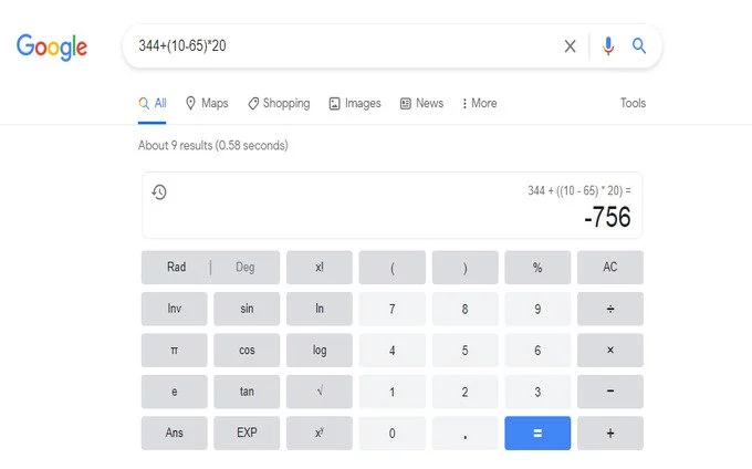 Use Google Search Calculator